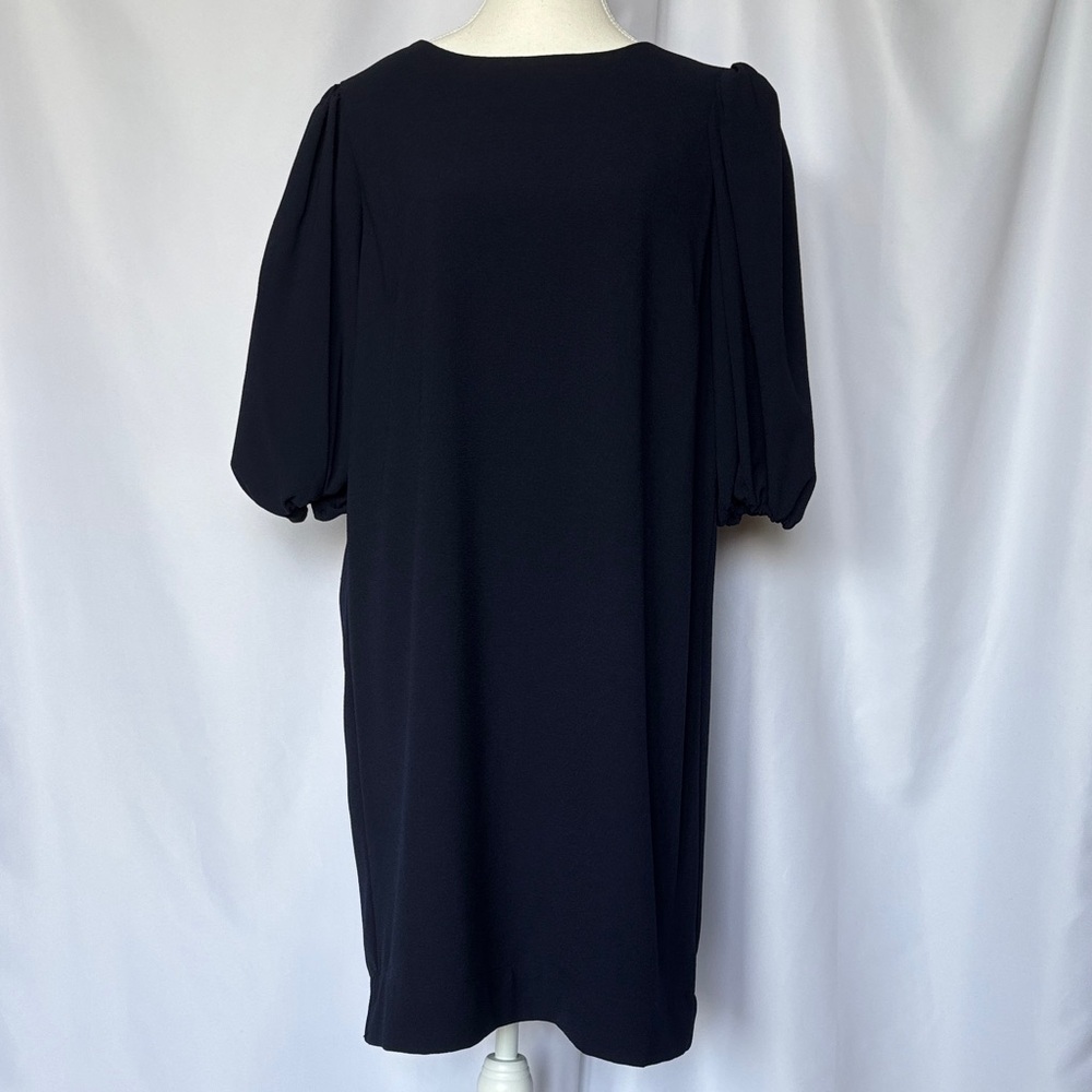 Preston & York Women's Navy Midi Dress Lined Puff Sleeves Size 12 NWT